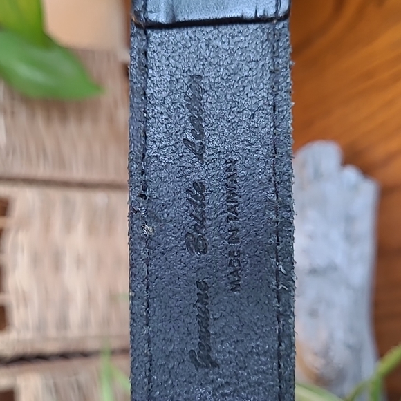 Fossil Black Bridle Leather Belt Gold Tone Hardware M - Picture 4 of 5